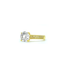 925 Silver Gold Plated CZ Solitaire Ring for Women